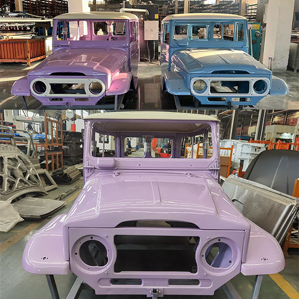 TOYOTA FJ40 BODY SHELL WITH PASTEL VIOLET COLOR,FJ40 WHOLE BODY ASSEMBLY AFTERMARKET REPRODUCTION BODY PANEL