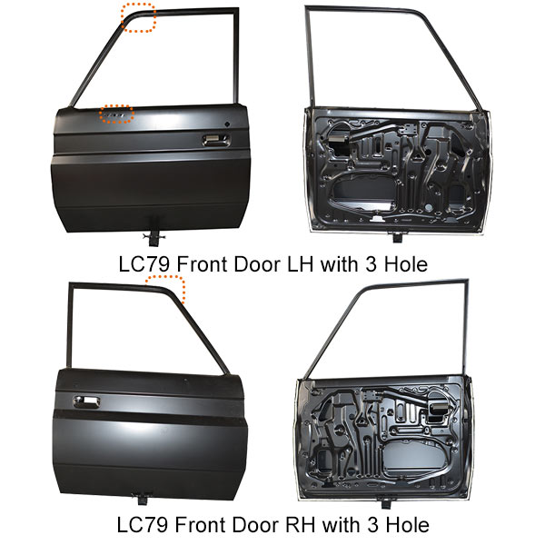 LC79 1984-1989 FRONT DOOR RH/LH WITH 7 HOLE STEEL(SQUARE CORNER),TOYOTA LAND CRUISER LC79 FRONT DOOR PANEL REPLACEMENT